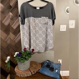 Knox Rose - Mixed-Fabric Blouse - size XL